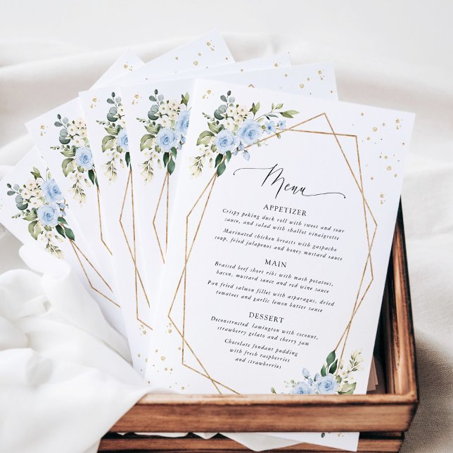 Blaue Blumen, Weiße Blumen, Boho, Hochzeitsmenü (Von Creator hochgeladen)