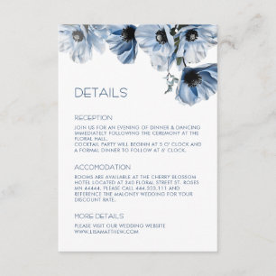 Blaue Blumen Weiße Casual Begleitkarte