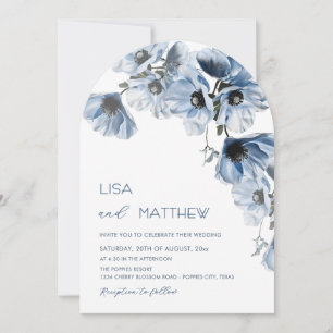 Blaue Blumen Weiße Casual-Hochzeit Einladung