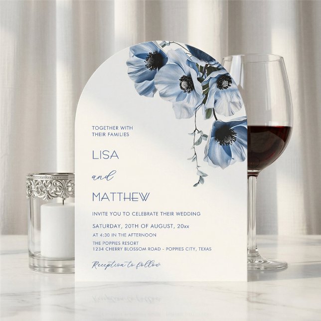 Blaue Blumen Weiße Kasuelle Hochzeit Einladung (Von Creator hochgeladen)