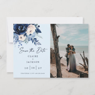 Blaue Blumen Zwei Foto Save The Date