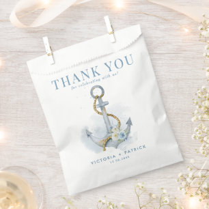 Blaue Blumenanker Nautische Hochzeits-Dankeschön Geschenktütchen