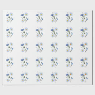 Blaue Blumenaquarellkunst Elegante Wildblumen-Ho Geschenkpapier