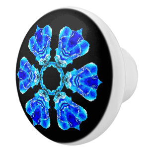 Blaue Blumenblätter Keramikknauf