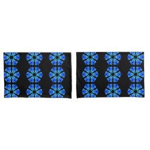 Blaue Blumenblätter Kissenbezug