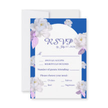 Blaue Blumenbogen-Hochzeits-RSVP-Karte