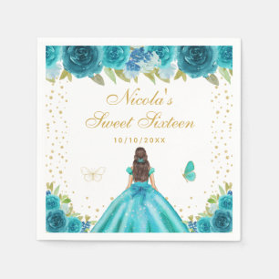Blaue Blumenbraut Prinzessin Sweet Sixteen Serviette