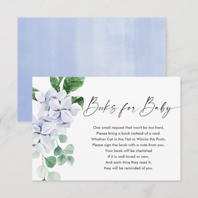 Blaue Blumenbücher für den kleinen Jungen Begleitkarte (Vorne/Hinten)