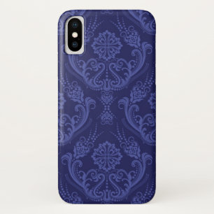 Blaue Blumendamastluxustapete title_seo2