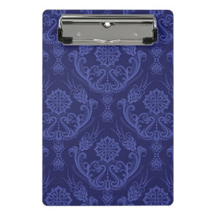 Blaue Blumendamastluxustapete Mini Klemmbrett