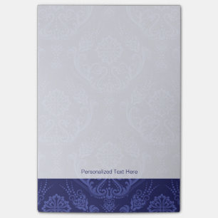 Blaue Blumendamastluxustapete Post-it Klebezettel