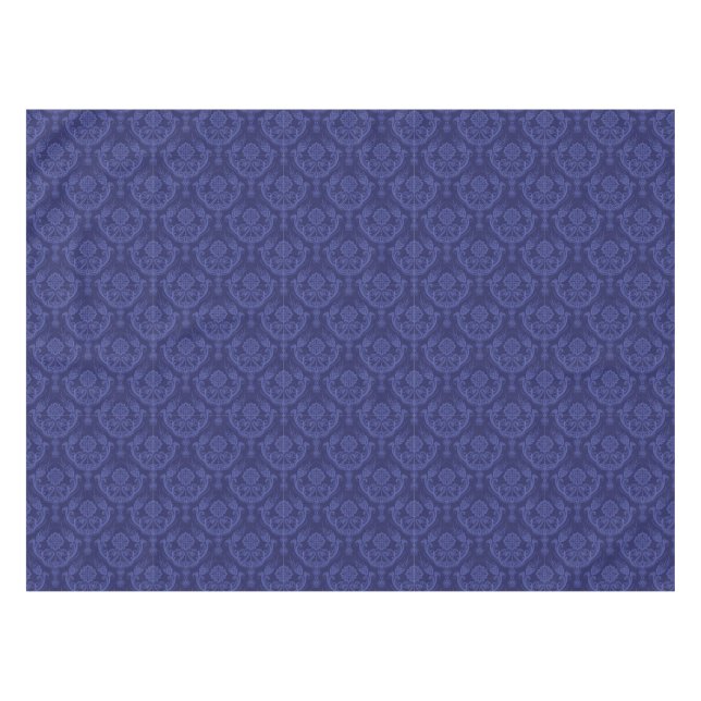 Blaue Blumendamastluxustapete Tischdecke (Vorderseite (Horizontal))
