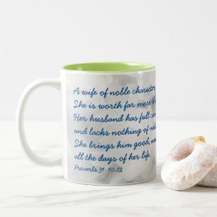 Blaue Blumenehefrau von edlem Charakter Schrift Zweifarbige Tasse