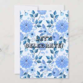 Blaue Blumenelemente, im Vintage-Stil Einladung