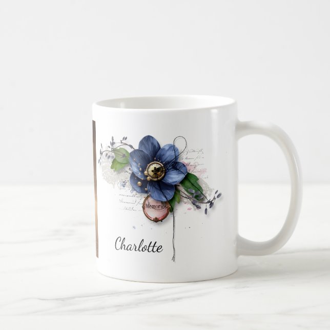Blaue Blumenerinnerungen Tasse (Rechts)