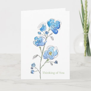 Blaue Blumengedächtniskarte (innen leer) Karte