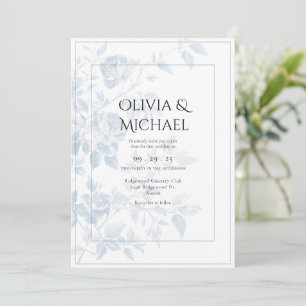 Blaue Blumengestaltung Elegante Hochzeit Einladung