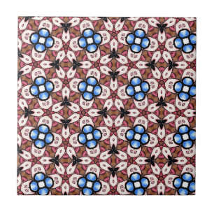 Blaue Blumengestaltung in Rosa und Braun Fliese