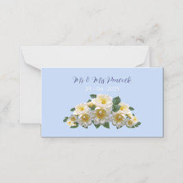 Blaue Blumenkarte Hochzeitstisch Platzkarte