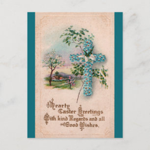 Blaue Blumenkreuz-Osterpostkarte Feiertagspostkarte