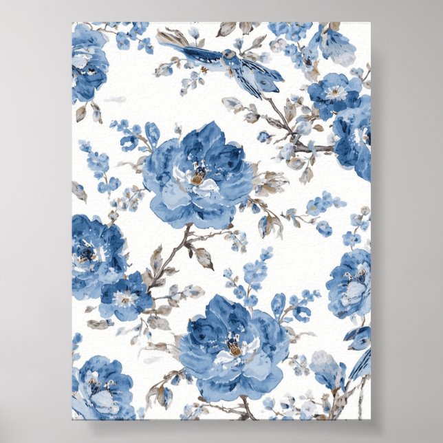 Blaue Blumenkunst | Blumenposter Poster (Vorne)