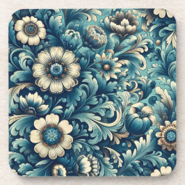 Blaue Blumenkunststoff-Untersetzer mit Korkrücken- Getränkeuntersetzer