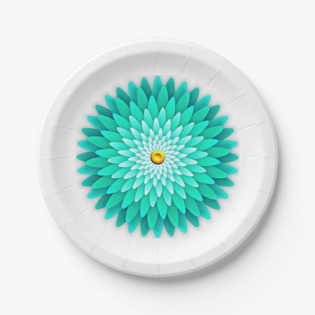 Blaue Blumenmandala-68566 Pappteller (Vorderseite)