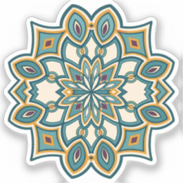Blaue Blumenmandala Aufkleber
