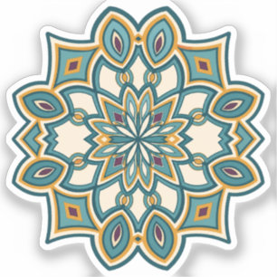 Blaue Blumenmandala Aufkleber