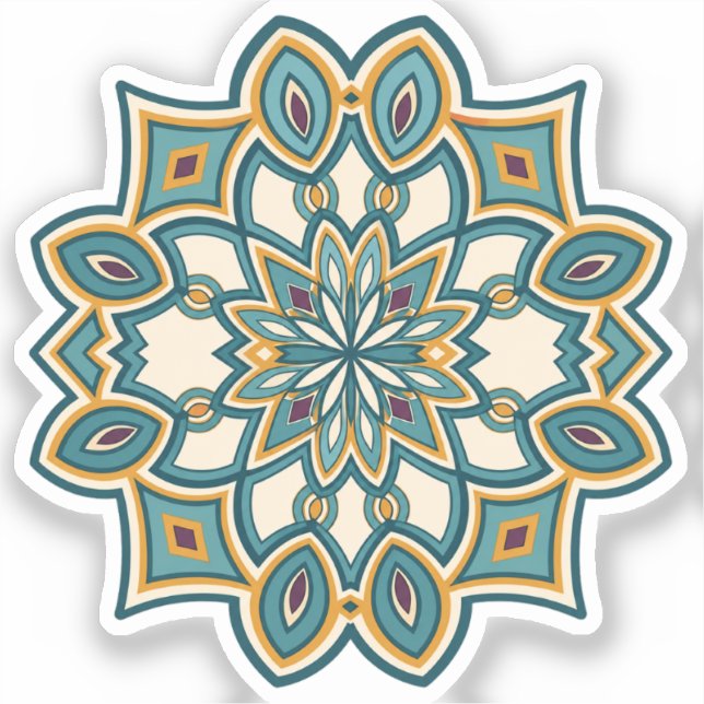 Blaue Blumenmandala Aufkleber (Vorderseite)