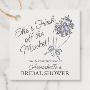 Blaue Blumenmarkt Frische Blumen Brause Shower Geschenkanhänger