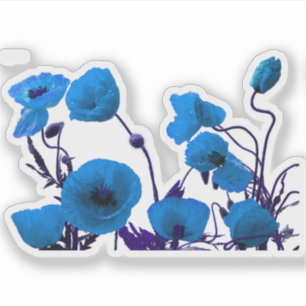 Blaue Blumenmohnblumen-Blumenhelle Aufkleber