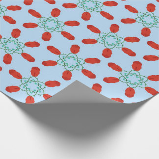 blaue Blumenmotive geometrisches Musterdesign Geschenkpapier