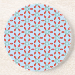 blaue Blumenmotive geometrisches Musterdesign Getränkeuntersetzer