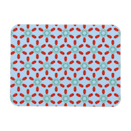 blaue Blumenmotive geometrisches Musterdesign Magnet