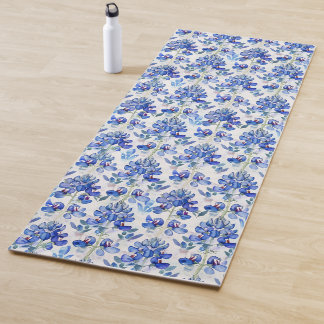 Blaue Blumenmuster Blau und Weiß Yogamatte