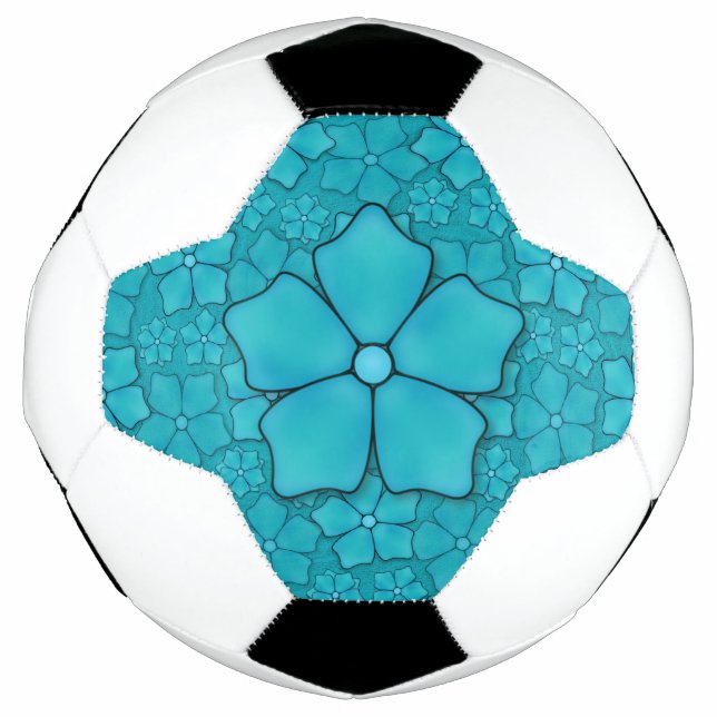 Blaue Blumenmuster Fußball (Vorderseite)