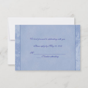 Blaue Blumenmuster geprägte RSVP Einladung