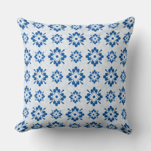 Blaue Blumenmuster Kissen
