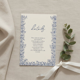 Blaue Blumenrand-Hochzeit Begleitkarte