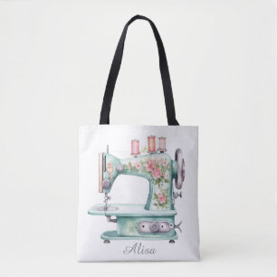 Blaue Blumenstickerei Nähmaschine-Tasche Tasche
