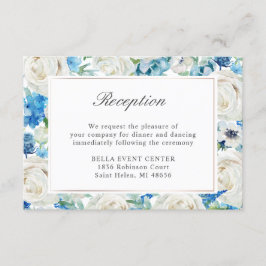 Blaue Blumenstrasse - Details zur Hochzeitsempfehl Begleitkarte