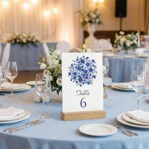 Blaue Blumenstrauß-Hochzeitstisch-Nummer Einladung