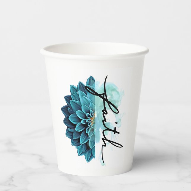 Blaue Blumentreue Pappbecher (Vorderseite)
