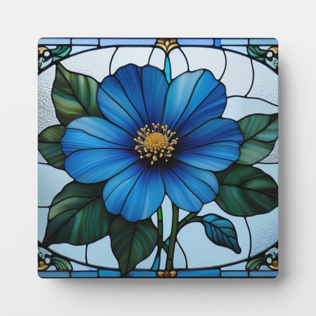 Blaue Blumenverglasung Fotoplatte (Vorderseite)