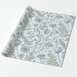 Blaue Blumenwallpaper Geschenkpapier