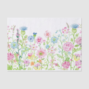 Blaue Blumenwiese des Frühlingssommerrosas Seidenpapier