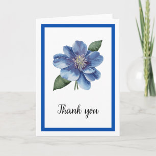 Blaue Blumige Elegante Botanische Leere Innenseite Dankeskarte