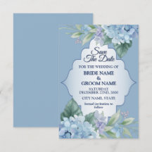 Blaue Blumige Grüne Blätter Rahmen Elegante Hochze