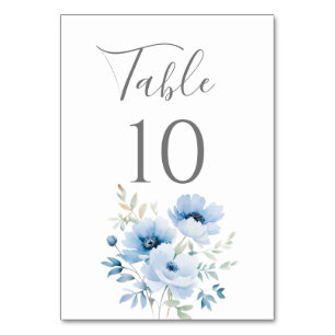 Blaue Blumige Hochzeit Tischnummer